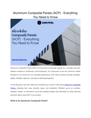 Aluminium Composite Panels (ACP) - Everything You Need to Know