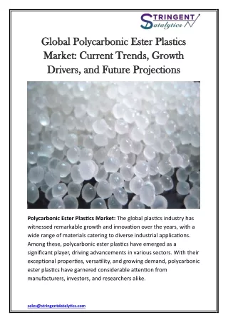 global polycarbonic ester plastics global