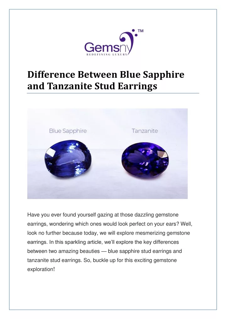 difference between blue sapphire and tanzanite