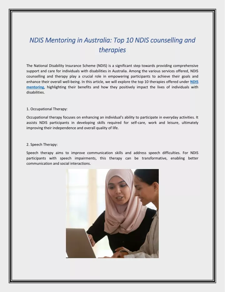 ndis mentoring in australia top 10 ndis