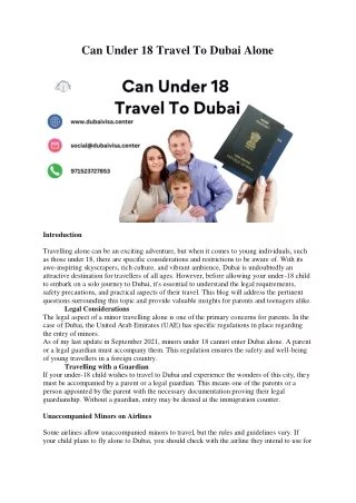 Can under 18 travel to dubai alone