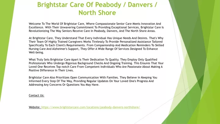 brightstar care of peabody danvers north shore