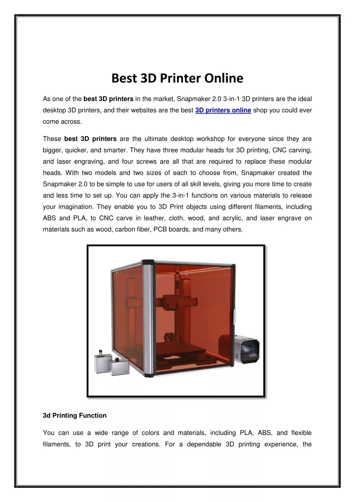 best 3d printer online