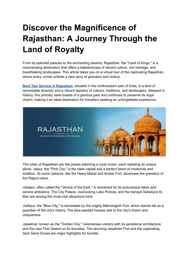 discover the magnificence of rajasthan a journey