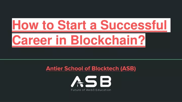 how to start a successful career in blockchain