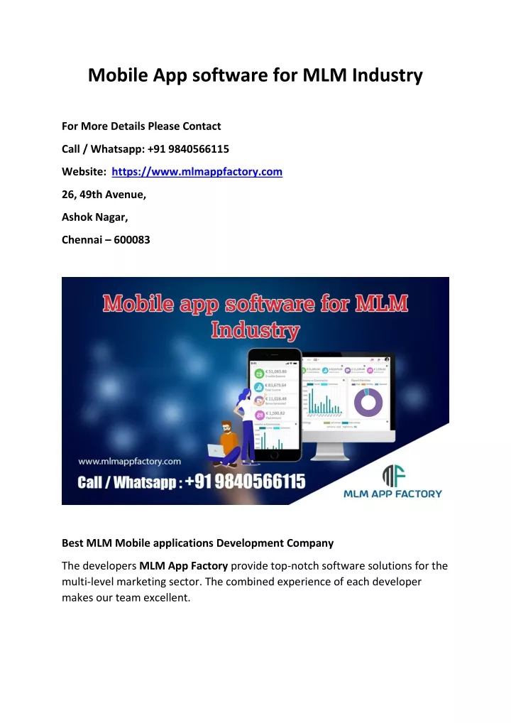 mobile app software for mlm industry