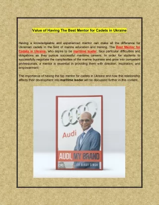 value of having the best mentor for cadets