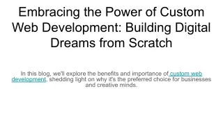embracing the power of custom web development