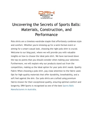 Uncovering the Secrets of Sports Balls_ Materials, Construction, and Performance