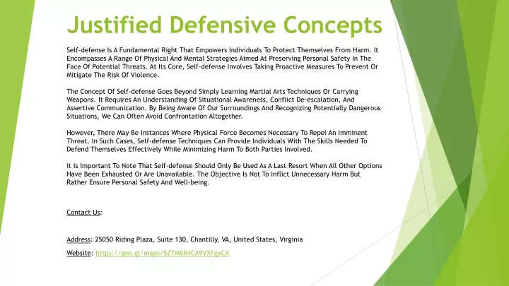 justified defensive concepts