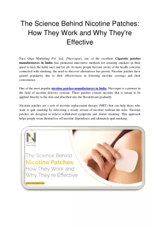 The Science Behind Nicotine Patches_ How They Work and Why They're Effective