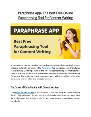 Paraphrase App - The Best Free Online Paraphrasing Tool for Content Writing