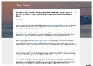 Latest Education, Property, and Business News in Pakistan: Sigma Properties, Lah