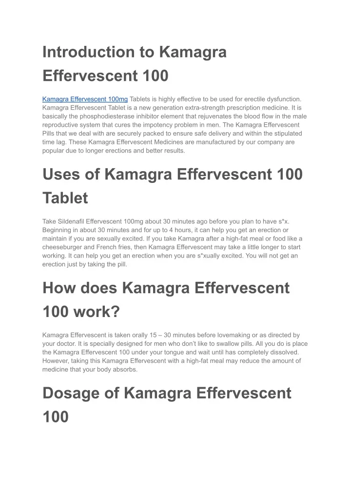 introduction to kamagra effervescent 100