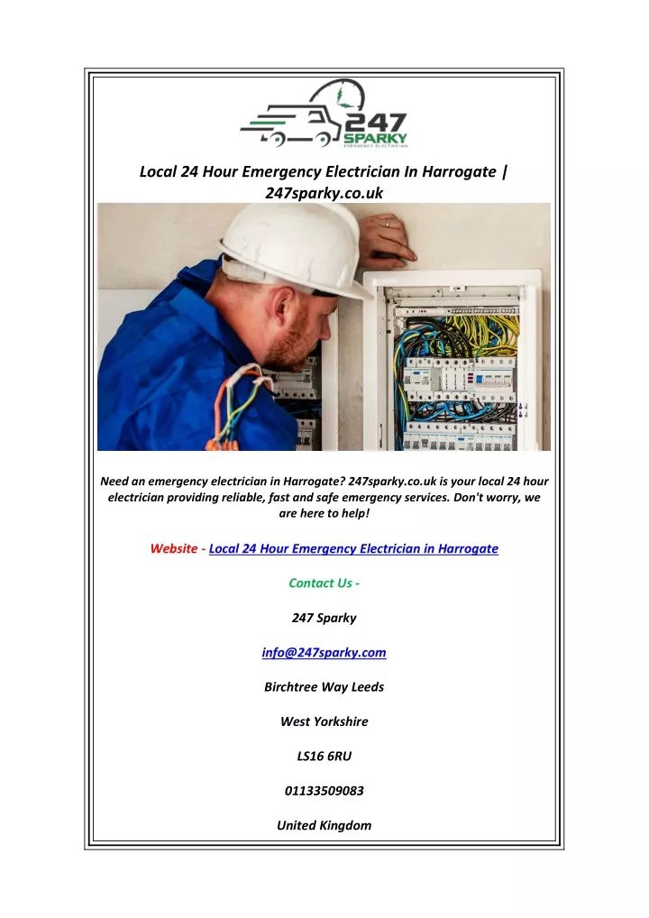 local 24 hour emergency electrician in harrogate