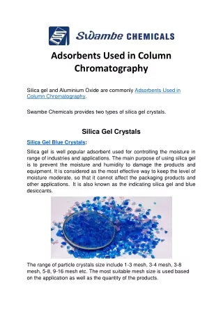 Adsorbents Used in Column Chromatography