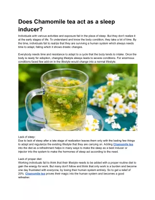 does chamomile tea act as a sleep inducer
