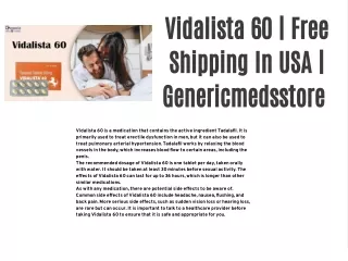 Vidalista 60 | Free Shipping In USA | Genericmedsstore