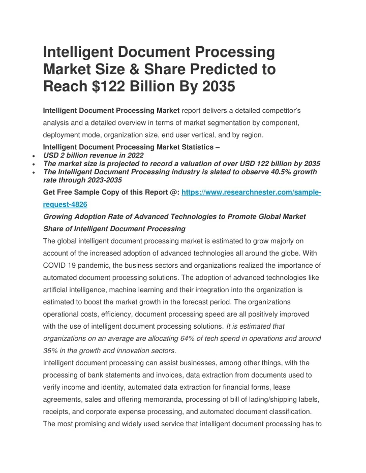 intelligent document processing market size share