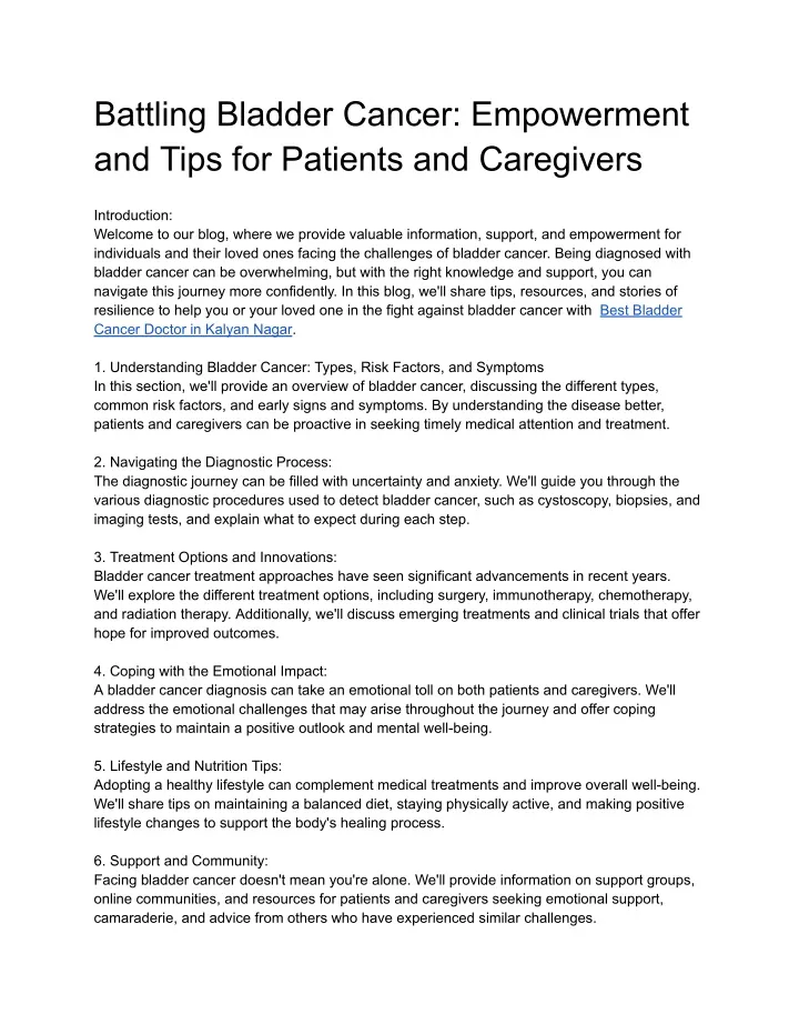 battling bladder cancer empowerment and tips