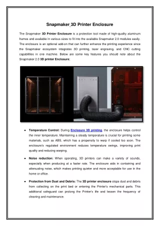 snapmaker 3d printer enclosure