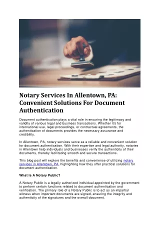 Notary Services In Allentown