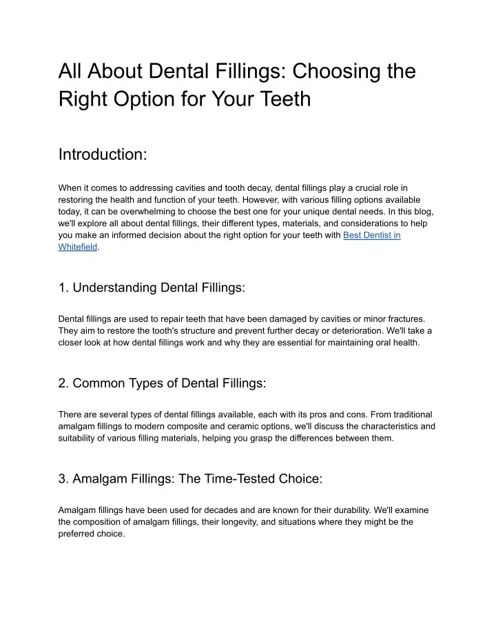 all about dental fillings choosing the right