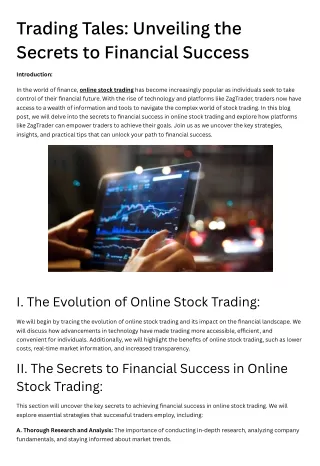 Trading Tales Unveiling the Secrets to Financial Success