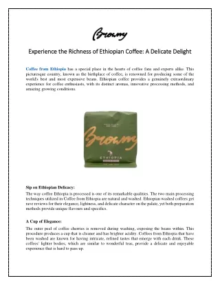 Experience the Richness of Ethiopian Coffee A Delicate Delight