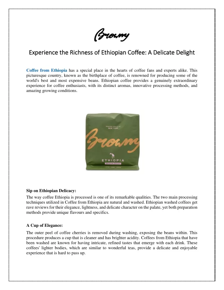 experience the richness of ethiopian coffee