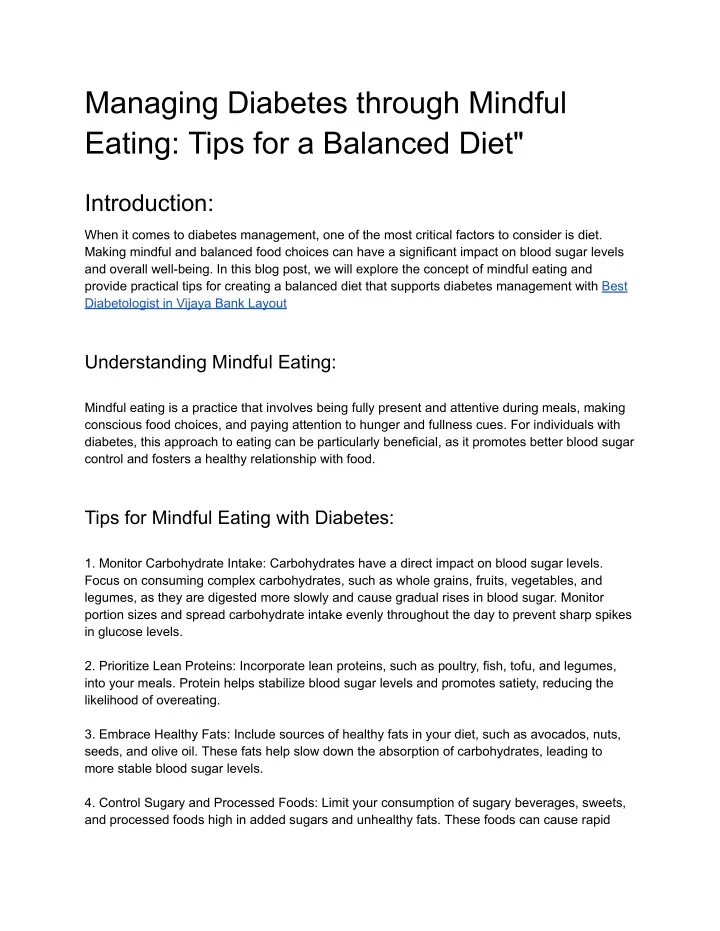 managing diabetes through mindful eating tips