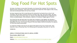 Dog Food For Hot Spots