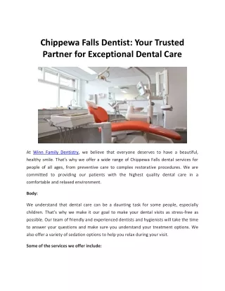 Chippewa Falls Dentist Your Trusted Partner for Exceptional Dental Care