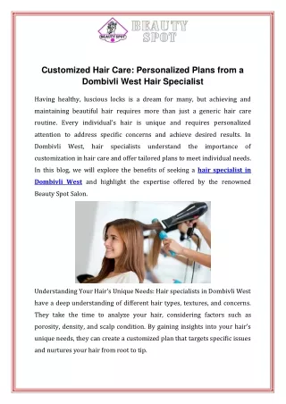 Customized Hair Care Personalized Plans from a Dombivli West Hair Specialist (1)