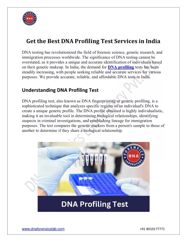 get the best dna profiling test services in india