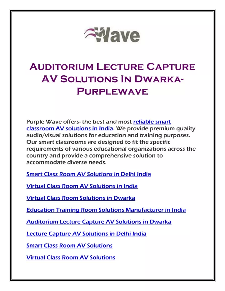 auditorium lecture capture av solutions in dwarka