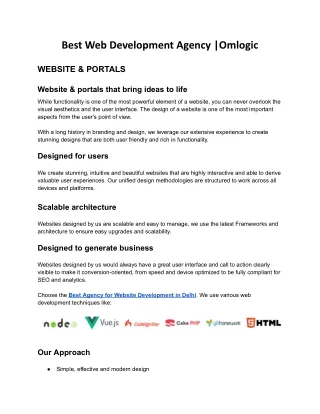 Best Web Development Agency |Omlogic