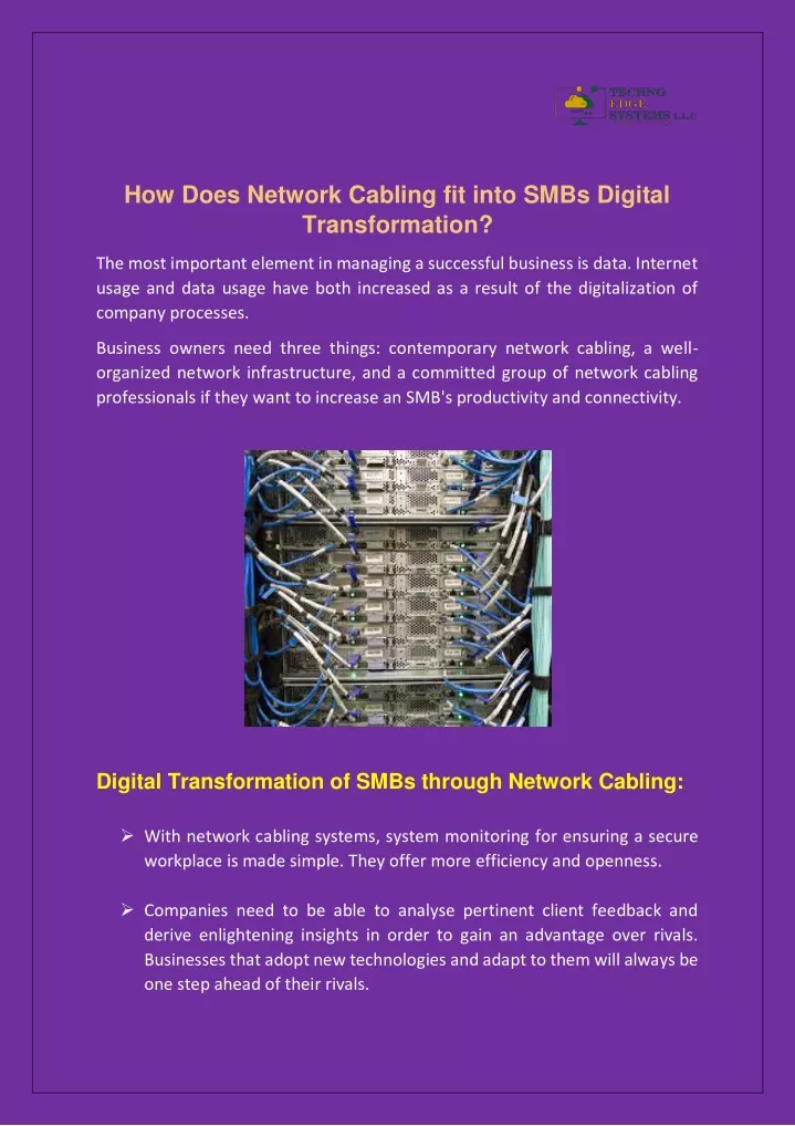 how does network cabling fit into smbs digital