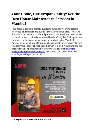 house maintenance services in Mumbai