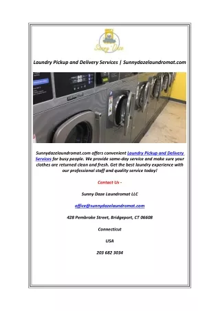 Laundry Pickup and Delivery Services | Sunnydazelaundromat.com
