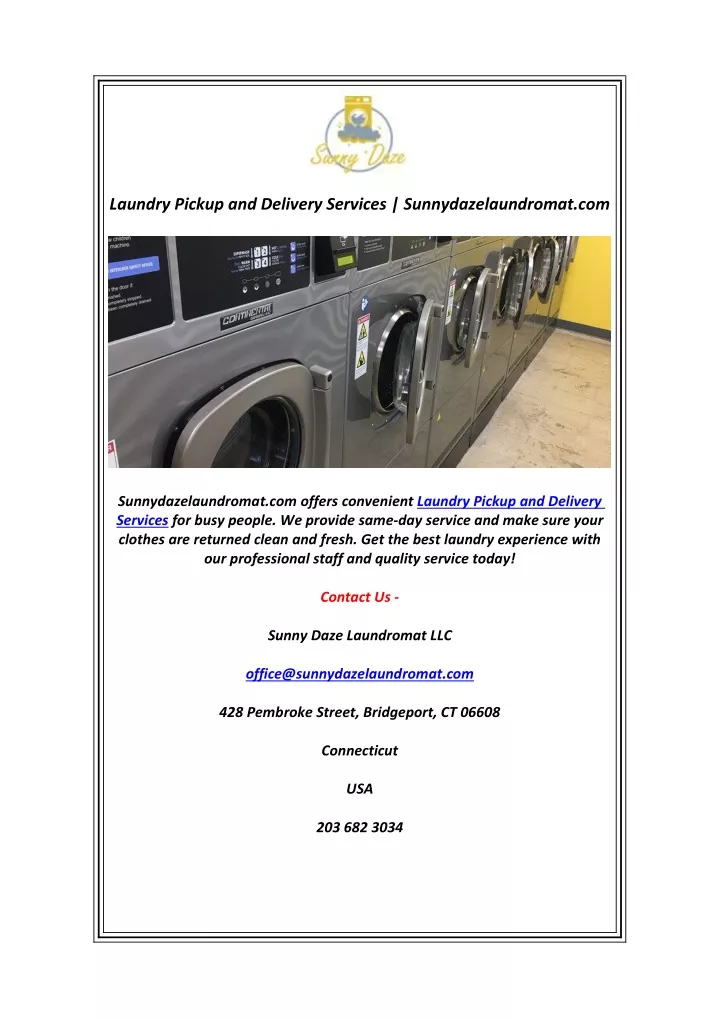 laundry pickup and delivery services