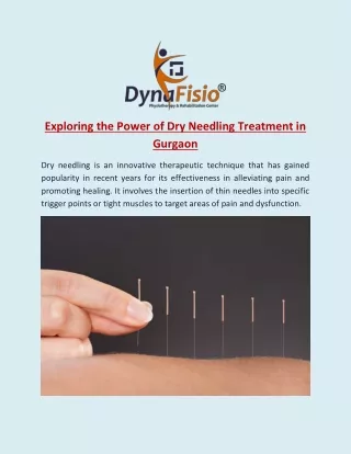 Exploring the Power of Dry Needling Treatment in Gurgaon
