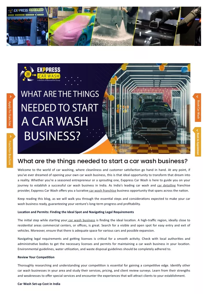 what are the things needed to start a car wash