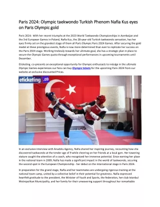 Paris 2024 Olympic taekwondo Turkish Phenom Nafia Kus eyes on Paris Olympic gold