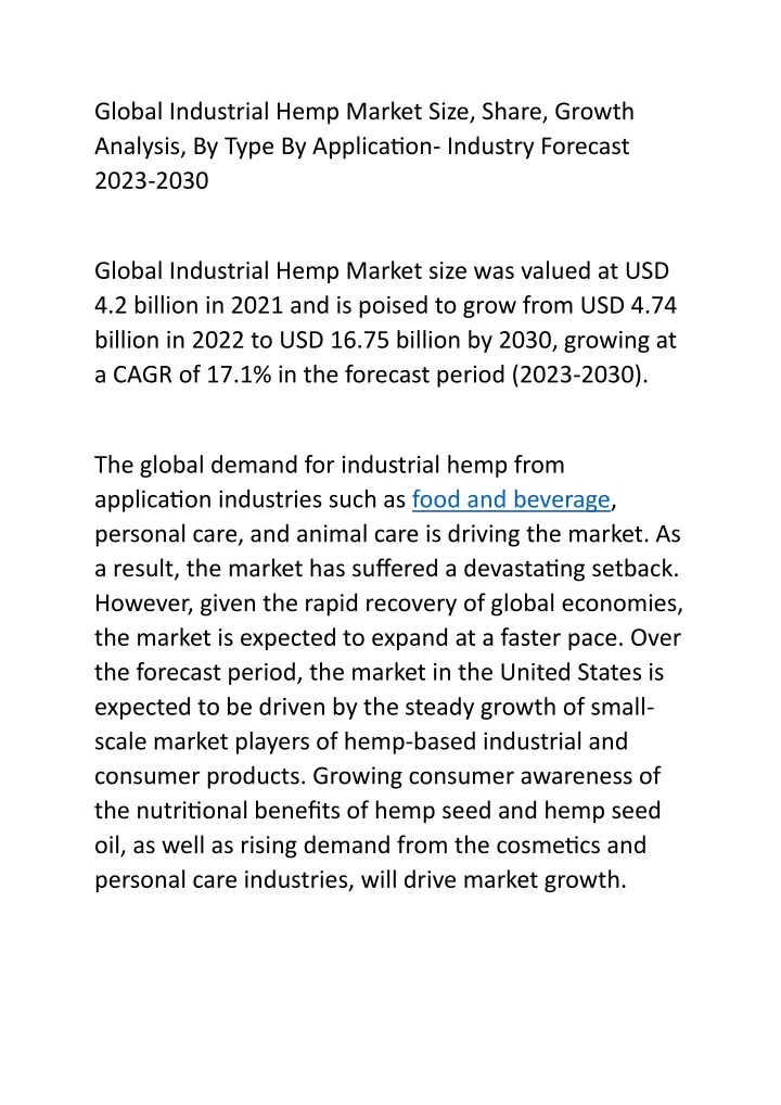 global industrial hemp market size share growth