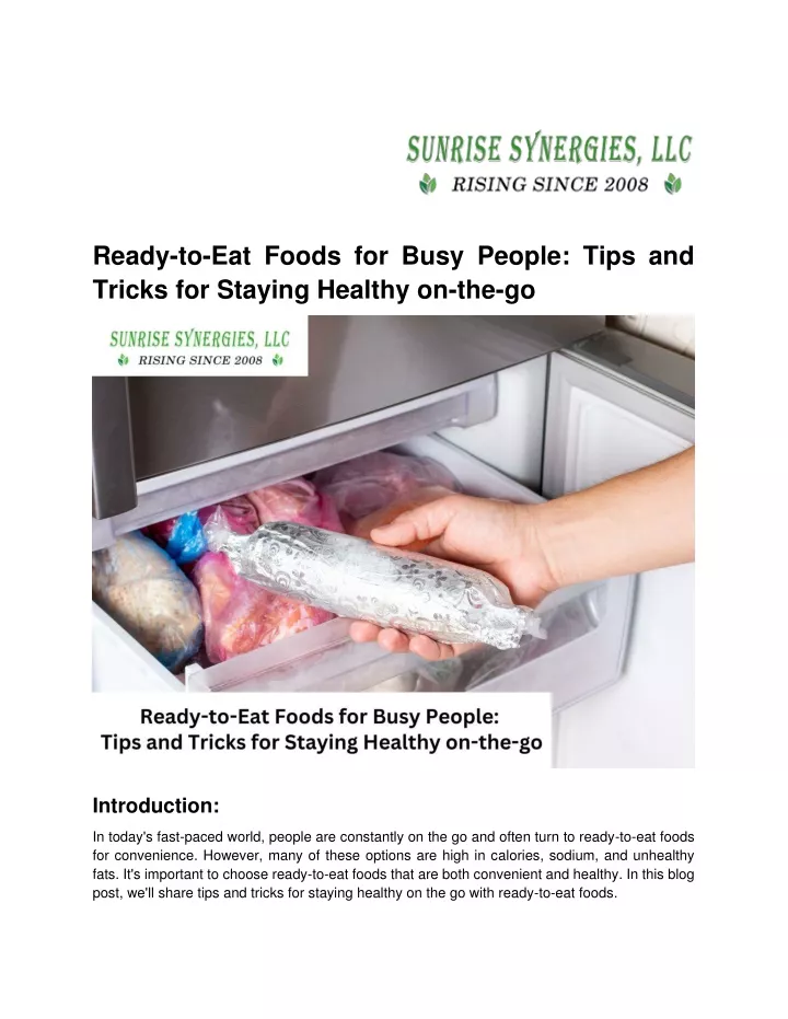 ready to eat foods for busy people tips