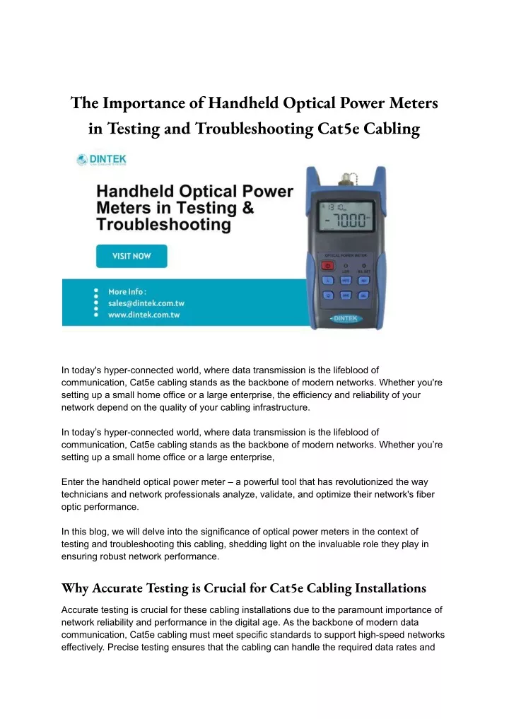 the importance of handheld optical power meters