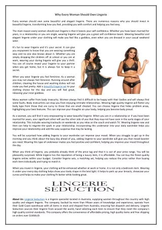 why every woman should own lingerie