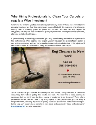 Why Hiring Professionals to Clean Your Carpets is a Wise Investment?