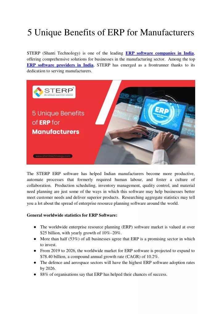 5 unique benefits of erp for manufacturers sterp